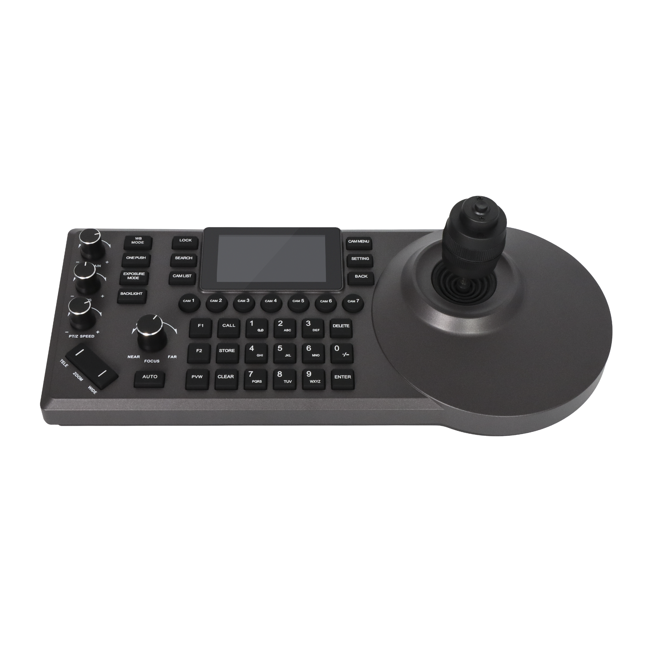 Prisual PTZ Camera Joystick Controller PoE with 4D Joystick for Live Streaming. IP PTZ Camera Controller Keyboard Supports Visca,Visca Over IP,onvif,Pelco-D/P,RS422,RS485 and RS232