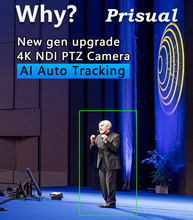 Load image into Gallery viewer, Prisual 4K NDI PTZ Camera HDMI/SDI/USB/IP and PoE, AI Auto Tracking for Church Video Production Live Streaming
