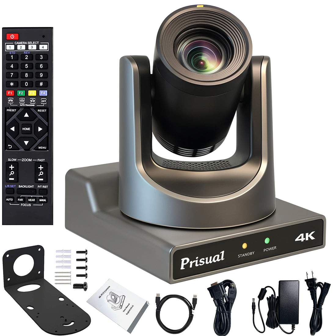 Prisual 4K NDI PTZ Camera HDMI/SDI/USB/IP and PoE, AI Auto Tracking for Church Video Production Live Streaming