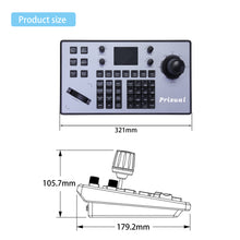 Load image into Gallery viewer, Prisual PTZ Camera Joystick Controller PoE with 4D Joystick for Live Streaming. IP PTZ Camera Controller Keyboard Supports Visca,Visca Over IP,onvif,Pelco-D/P,RS422,RS485 and RS232
